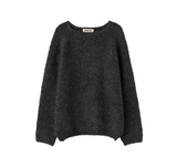 neck warmer loose fit boucle knit - charcoal