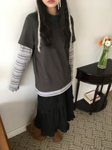 Striped layered T-shirt