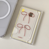 [handmade] red ribbon pearl magsafe card slot