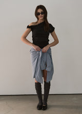 ONE SHOULDER CROP TOP_BLACK