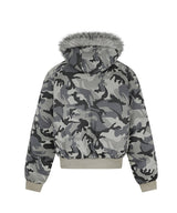 Ash camo fur crop padding