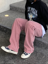 Pink cutting wide pants