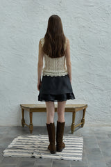 Ribbon sleeveless knit_cream