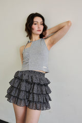 BEBE UNBALANCE SLEEVELESS TOP / GRAY