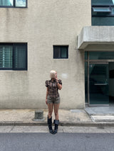 Brown Check Balloon Shirt