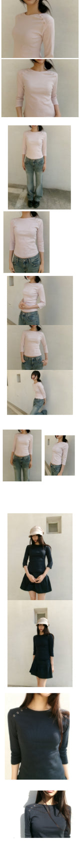 button 3/4 sleeve tee