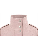 Nova High Neck Silver Button Suede Jacket Dusty Pink