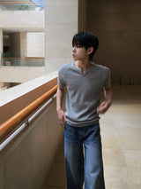ジフ スリット ワッフル マッスルフィット ショートスリーブ Tシャツ 5C