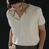 henley neck concho ringer t-shirt cream