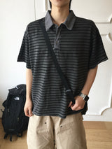 Tod pigment stripe collar short sleeve 4C