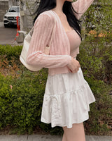 Crum see-through punching cardigan