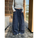 Khaki Cargo Wide Leg Straight Pants