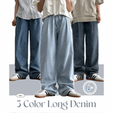 [Short, Basic, Long] [S–3XL] [Summer Long Pants!] バックバンディングプリンセミワイドピンタックデニムパンツ