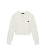 LOGO OPEN COLLAR CABLE KNIT