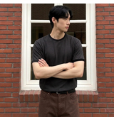 エッセンシャルスタンダード半袖リンガーTシャツ チャコール