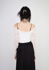 Ara off-Shoulder Mesh Tee