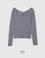 デイリーボーダーUネックロングスリーブTシャツ (3color)