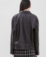 Studded Synthetic Leather Jacket