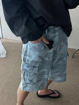 ASCLO ウォッシュドカモデニムハーフパンツ (2color)