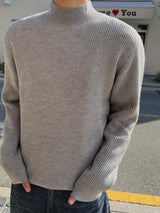 Washable Hacci Half Turtleneck Knit (7 Colors, L / XL)