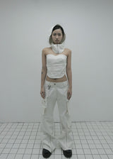 ZIPPER CARGO PANTS, WHITE