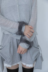 ribbon sleeve cardigan(gray)