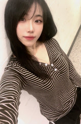 Stripe Button Slim Fit Knit