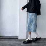 Snowwashed Leopard Wide Denim Culottes