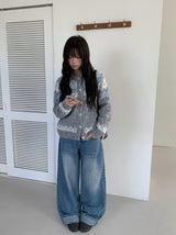 アンディ ロールアップ ワイドウォッシングデニムパンツ