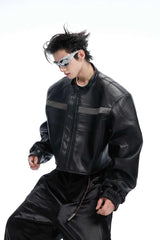 Deconstructed Patchwork Short Leather Jacket