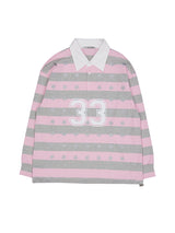33 STAR STRIPE POLO TOP PINK