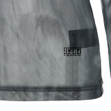 8287 Graffiti Logo Sheer Long Sleeve Turtleneck Top (Gray)