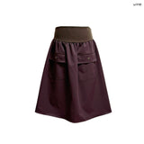 (3color) Flap Two-Pocket Flare Ribbed Skirt