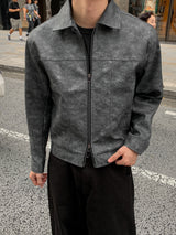 Bale Oil-Treated Cropped Leather Jacket