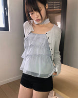 ジュテンフリルビスチェスリーブレスブラウス