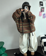 ツーピンタックリベットベルトバルーンロングパンツ🤎🖤💙3カラー