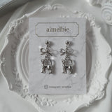 Kitty and Bow Piercing - Silver Color