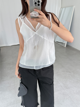 powdery layered blouse (4color)