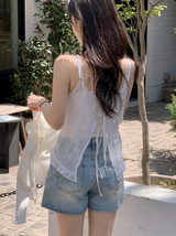 [SHOPPERMADE] Flower See-through 2WAY Sleeveless Blouse