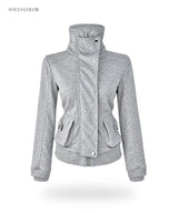 Silver Melange High-Neck Jacket 