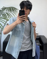 ソルト ツーポケット ウォッシュド デニム ショートスリーブ シャツ