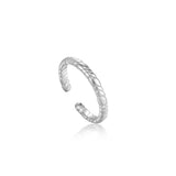 [Worn By Solar,Stefanie Michova, Girls' Generation Hyoyeon Worn] Smooth Twist Thin Band 925 Silver + Rhodium Plating  Adjustable Size Ring R038-01H