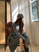 Side strap soft long-sleeve t-shirt