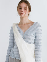 FRILL BUTTON CARDIGAN / SKYBLUE