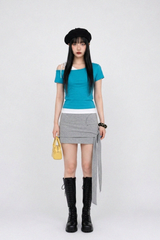 DUAL-TONE ASYMMETRY TEE (4COLORS!)