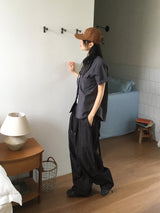 [MADE]キントストリングツーウェイリネンワイドデニムワイドジョガーパンツ