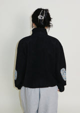ファムフラワーパターンキルティングフリース長袖Tシャツ (Button Detail)