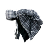 RELABEL (DIGGER SLITS) ダブルレイヤー チェックドメッシュ フェイクツーピース フーディ