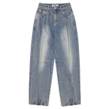 ウォッシングピンタックナッピングワイドフィットデニムパンツ [BLUE]