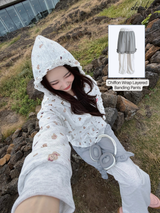 シフォンラップレイヤードバンディングパンツ
